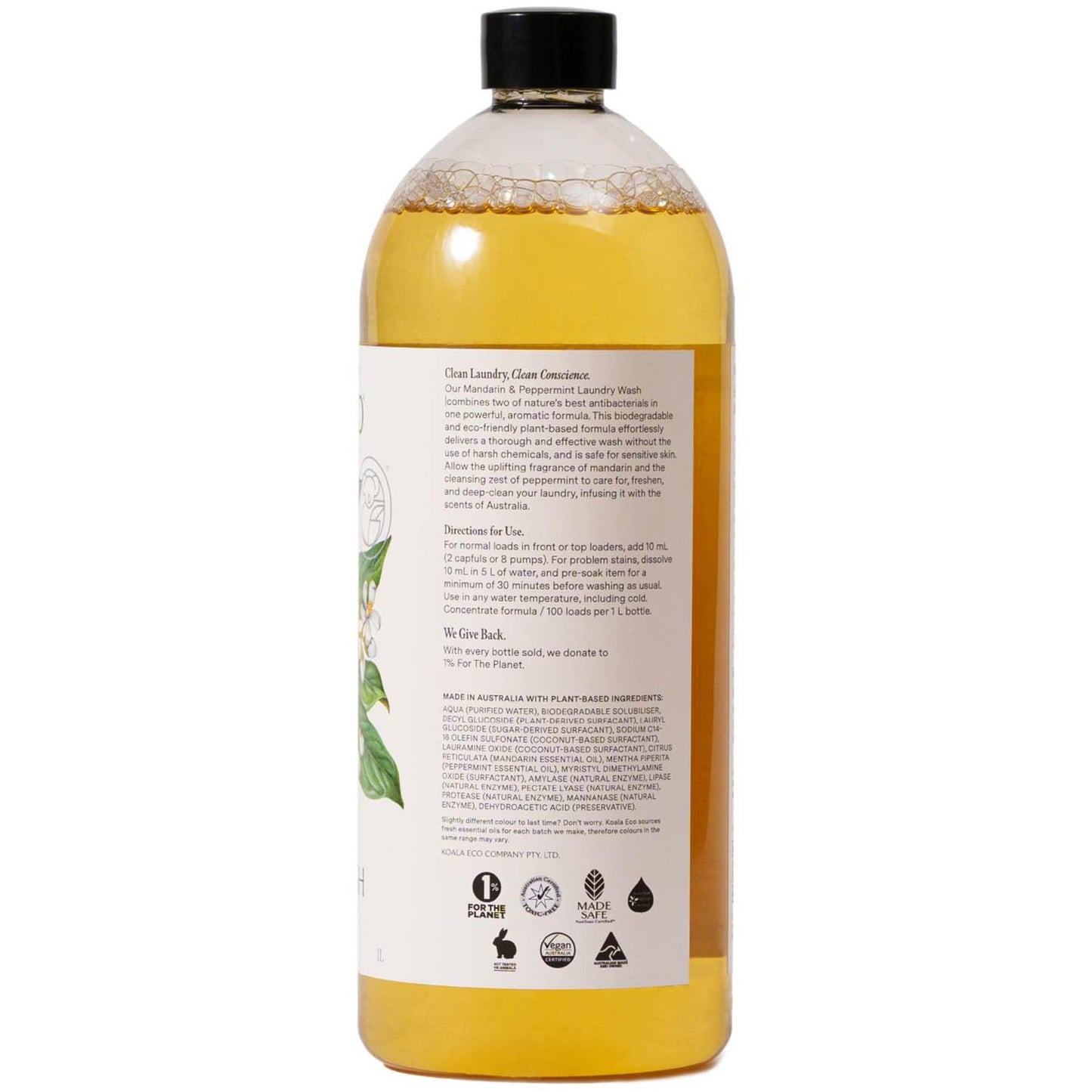 Koala Eco Laundry Wash - with Australian Mandarin and Peppermint Essential Oil - 33.8oz
