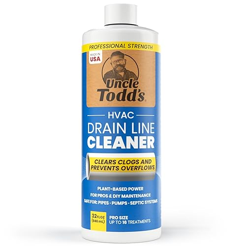 Uncle Todd's HVAC Drain Line Cleaner - 16 Months Supply Bleach-Free, Fast-Acting, Long-Lasting AC Drain Line Solution for Tough Clogs & Buildup