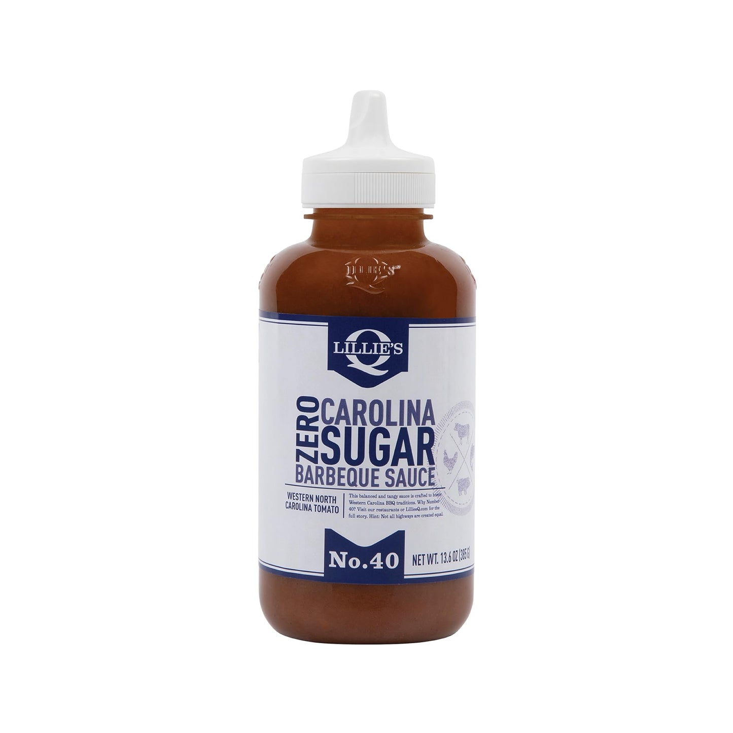 Lillie's Q - Zero Sugar Carolina BBQ Sauce, Sugar-Free, Low Calorie, Gourmet Vinegar Barbeque Flavor (13.6 oz)