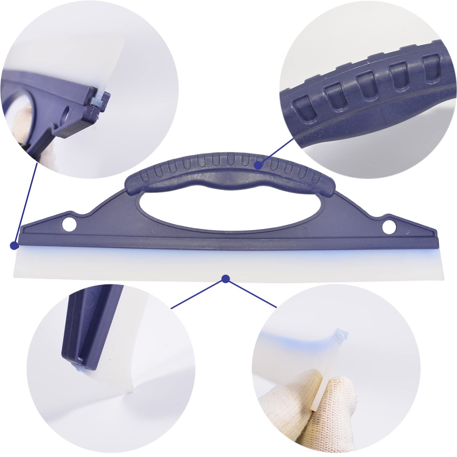 AHCHAY Window Squeegee Washing Water Blade for Bathroom, Car, Glass, Shower Mirror Cleaning, 2 Packs