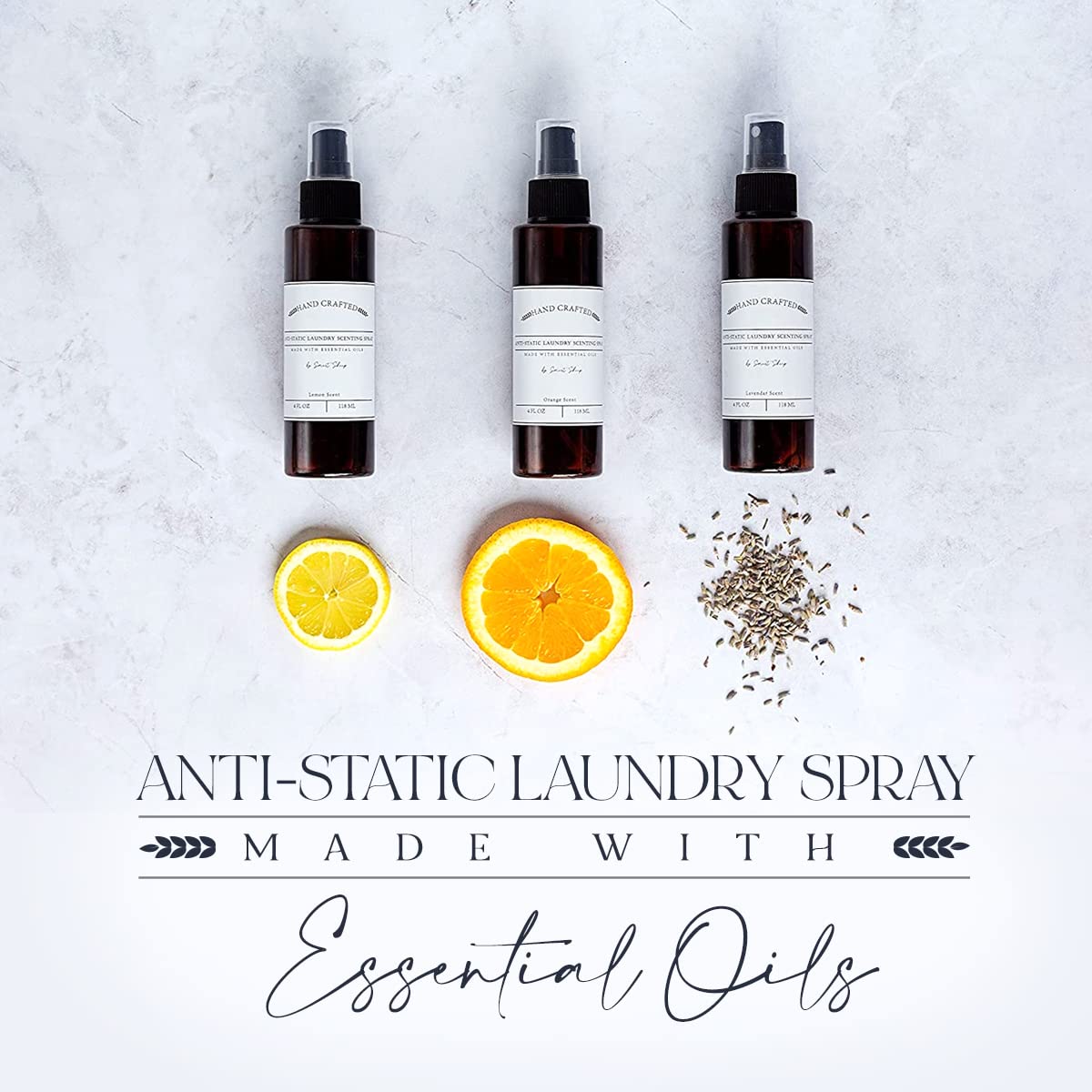Anti-Static Laundry Scenting Spray with Essential Oils (Lavender, Lemon, Orange) (Lavender)