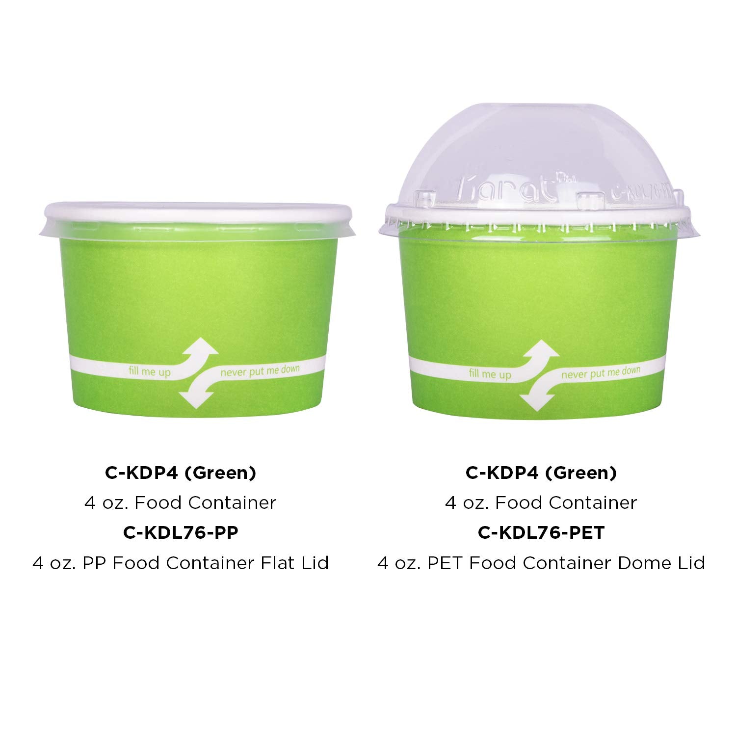 Karat [4oz - 1000 ct] Green Paper Food Container for Hot or Cold Food, Ice Cream, Noddles and Salad, 2.99" Rim (C-KDP4 Green)