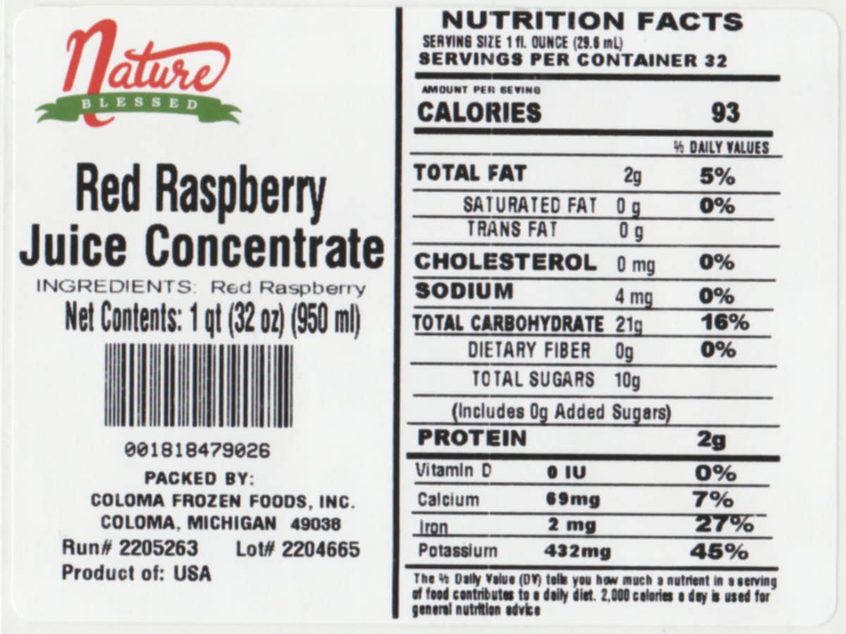 Nature Blessed 100% Pure Red Raspberry Concentrate - 1 Quart (1/32 fl oz bottle), Applications: Home Wine Making, Brewing, Mead, Smoothies, Making