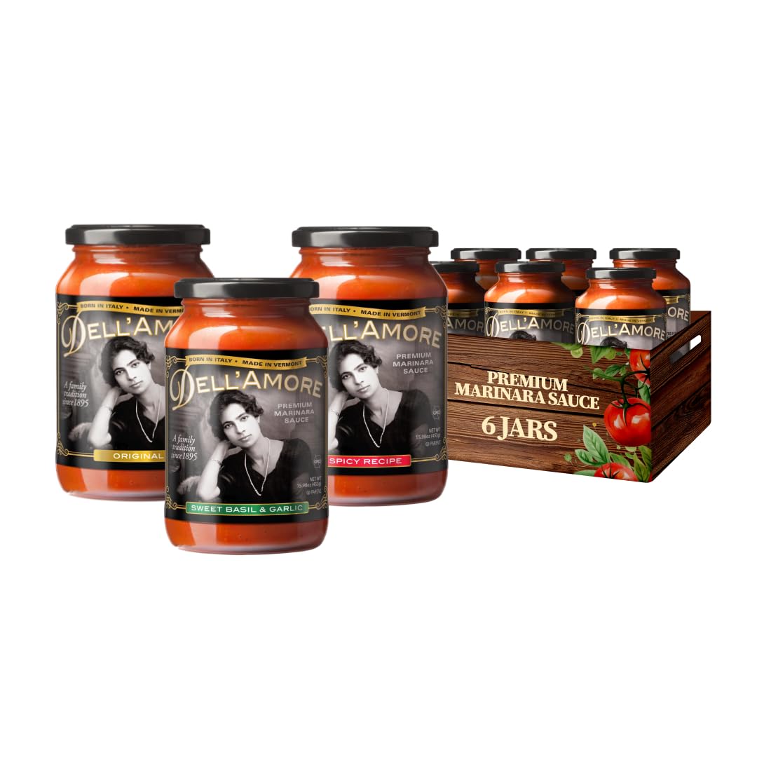 Dell'Amore Premium Marinara Sauce, Homemade Pasta Sauce Low Sodium - No Added Sugar - Family Recipe with Fresh Ingredients - Assorted Pack (Original