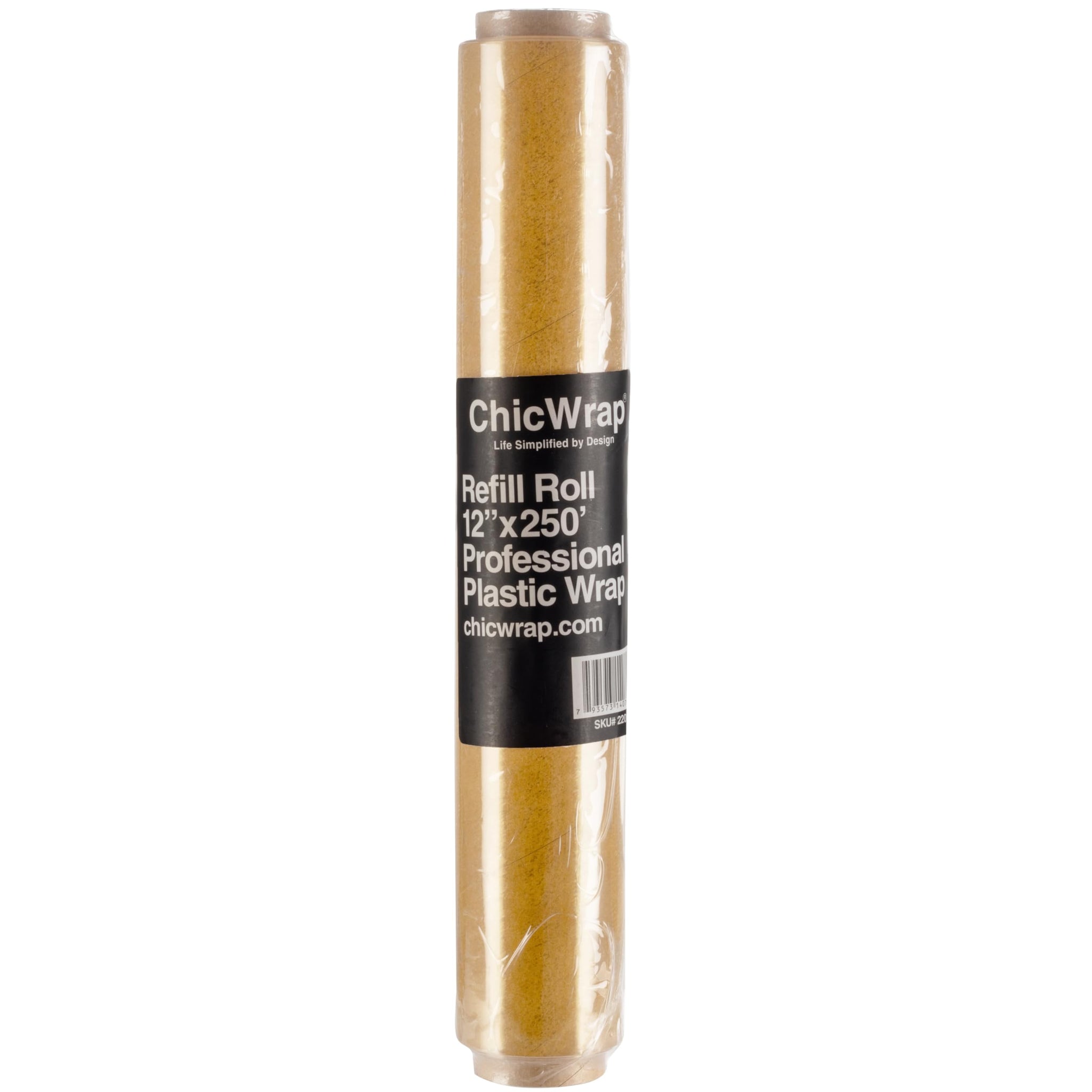 ChicWrap Professional Grade Plastic Wrap Refill Roll - 12 Inch X 250 Feet - Professional Grade Plastic Wrap - BPA Free and Kosher Certified - Reduces
