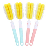 4 Pcs Bottle Sponge with Handle, Bottle Brush Cleaner, Replaceable Detachable Long Handle Portable Sponge Cleaning Cup Brush Set, Used for Kitchen