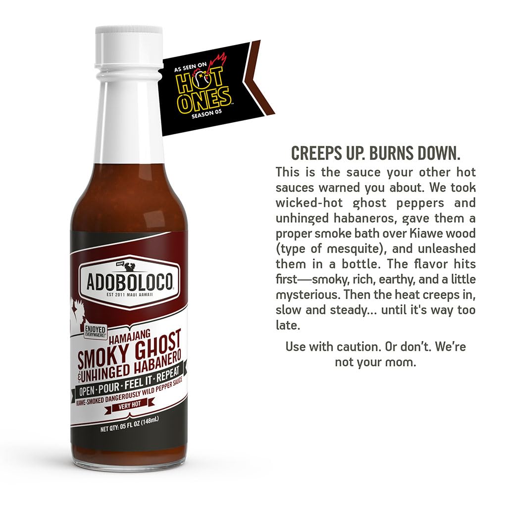 Adoboloco Hot Sauce Hamajang Hawaiian Spicy Chili Sauce 5oz - Very Hot Smoked Ghost Pepper Chili Sauce - Featured on Hot Ones!