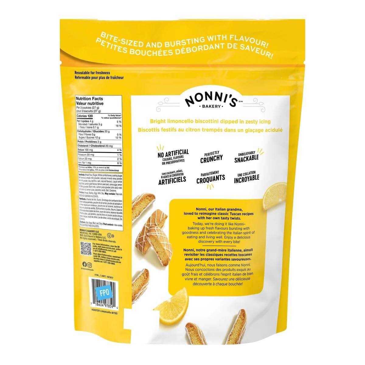 Nonni's Limoncello Biscotti Bites 28oz