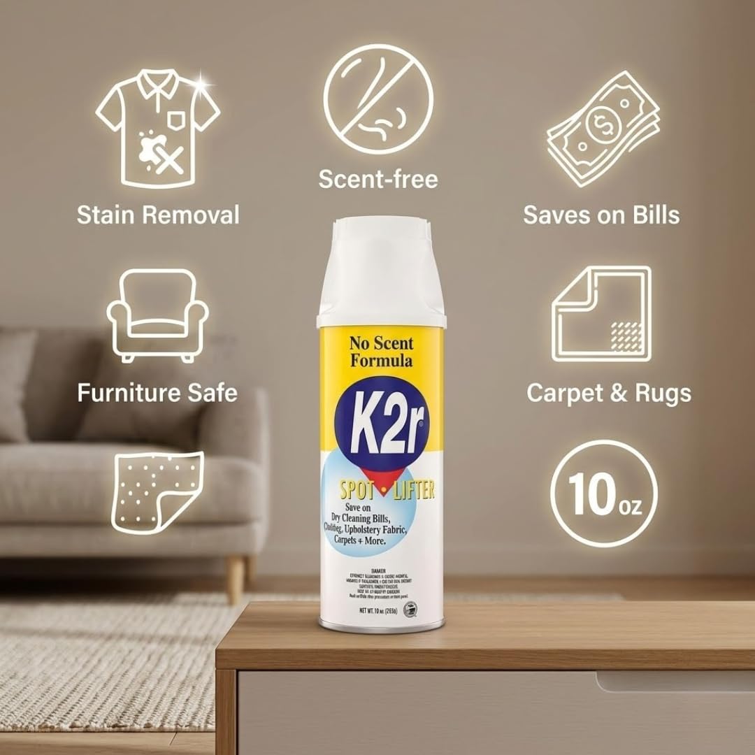 2R No Scent Spot Stain Remover 10 oz Spray - for Fabric and Upholstery - Stain Remover Clothes Laundry - Spray Wash Alternative - Pack of 2