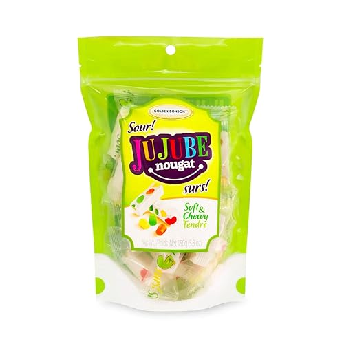 Golden Bonbon Italian Jujube Nougat Candy, Soft and Chewy With Fruity Jelly Beans Original Recipe (5.3 Oz, Sour)