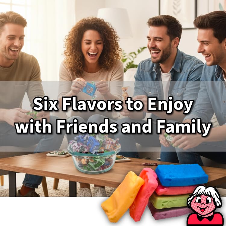 Soft Chewy Fruity Chews Candy - 1 Pound Bulk Bag - Individually Wrapped Assorted Fruit Candy - 6 Flavors: Peach, Strawberry, Cherry, Grape, Green