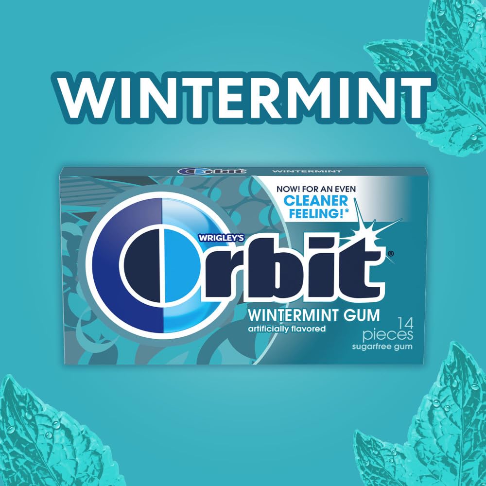 ORBIT Wintermint Sugar Free Individually Wrapped Chewing Gum Mint Bulk Box , 12 Packs of 14-Pieces (168 Total Pieces)