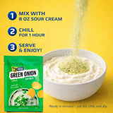 Wise Snacks Green Onion Dry Dip Mix 0.5 oz (12 Packets) - Gourmet Seasoning Blend for Snacks, Appetizers, and Party Platters, No Artificial Flavors