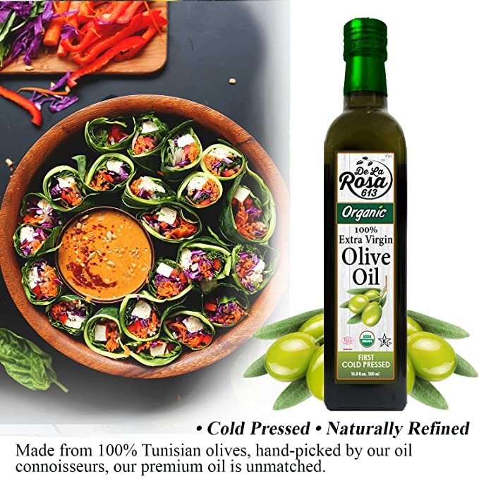 De La Rosa Organic Balsamic Vinegar & Organic Extra Virgin Olive Oil, 100% Pure, Vegan, Kosher, Non-GMO & Gluten Free, Great for Salad Dressings, Marinades & More 16.9 Oz (Pack of 2)
