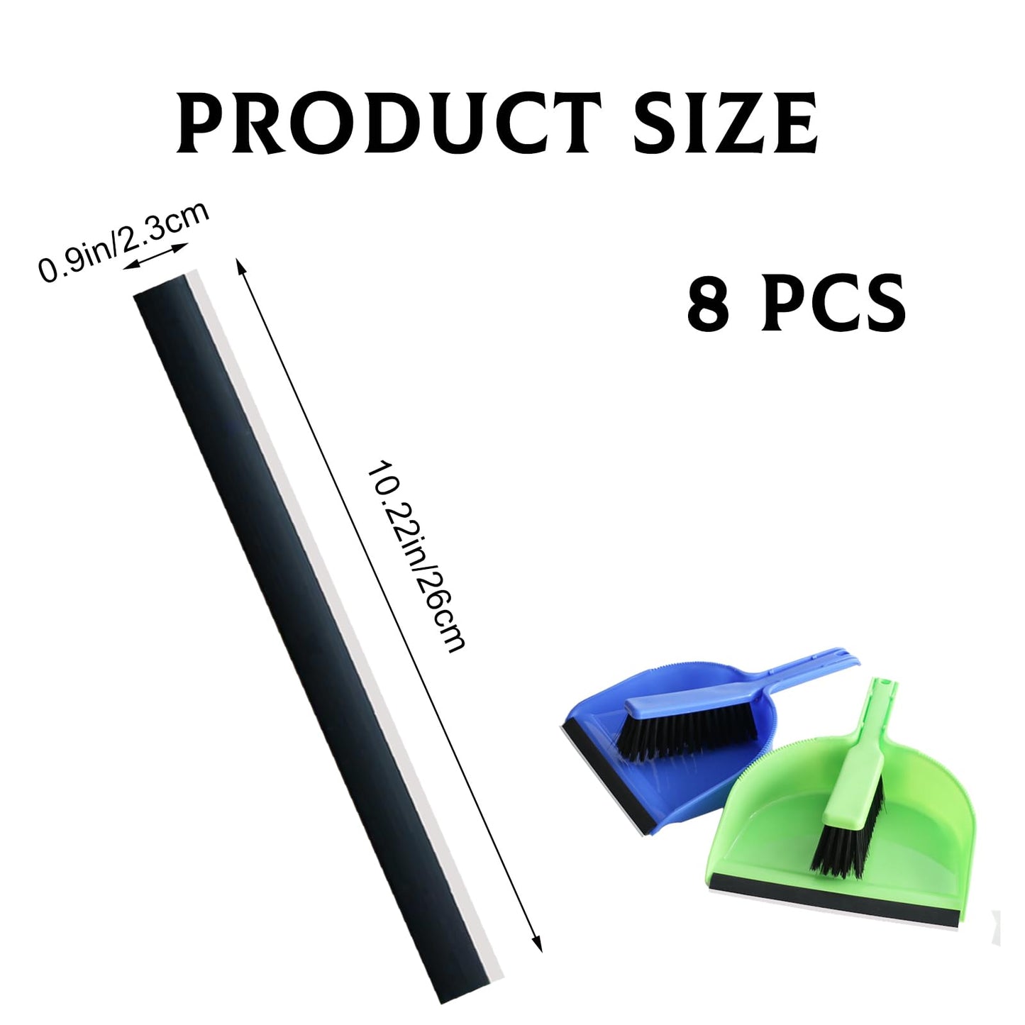 8 Pcs Dustpan Edge Replacement, 26cm Garbage Shovel Closing Edges Straps Garbage Shovel Rubber Lip Strip Plastic Strip Replacement for Dustpan Edge