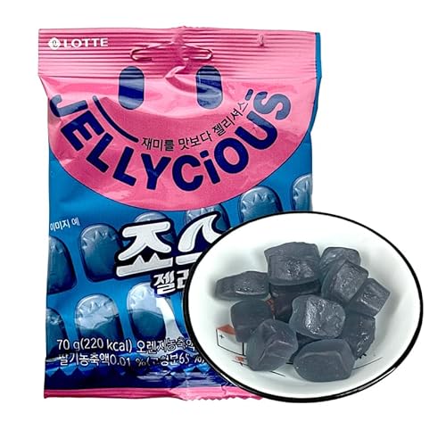 LOTTE Jellycious Grapes & Cantaloupe Gummy Candy, Korean Favorite Mixed Fruity Soft Candy, Sweet and Sour Deliciousness Juice Gummies, Casual Snacks