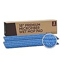 Microfiber Wholesale 18" Absorbent Microfiber Wet Mop Pad - Reusable, Machine Washable, Refills (2 Pack)