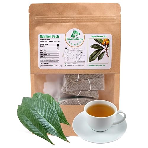 EidolonGreen Loquat Leaf Tea, Eriobotrya Japonica Tea, (Eriobotrya Japonica/???/Pipaye/???) Non-GMO, Caffeine-Free, 15 Bleach-Free Tea Bags