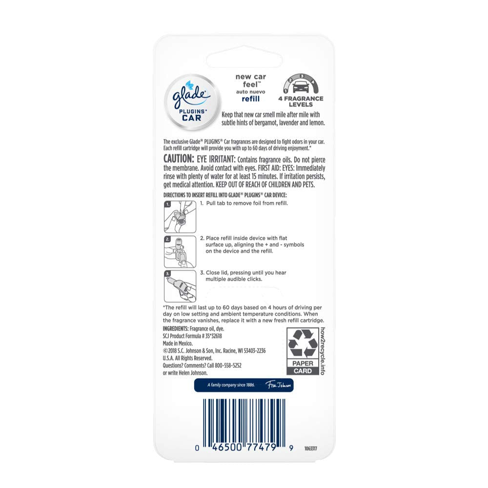 Glade Plugins Car Refill - Blue Odyssey - Net Wt. 3.2 mL (0.11 FL OZ) Per Refill - Pack of 2 Refills