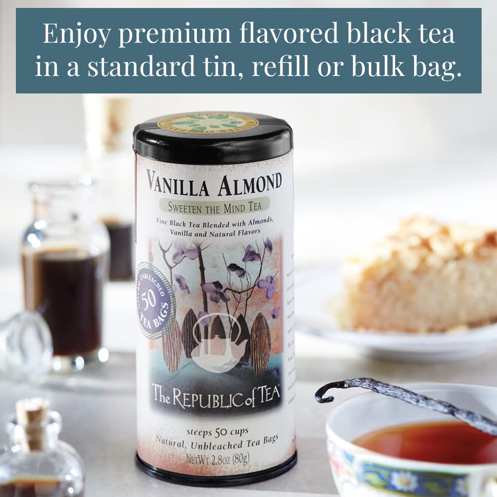 The Republic of Tea - Vanilla Almond Black Tea, 50 Tea Bags, Unique Blend Of Vanilla And Almond Tea