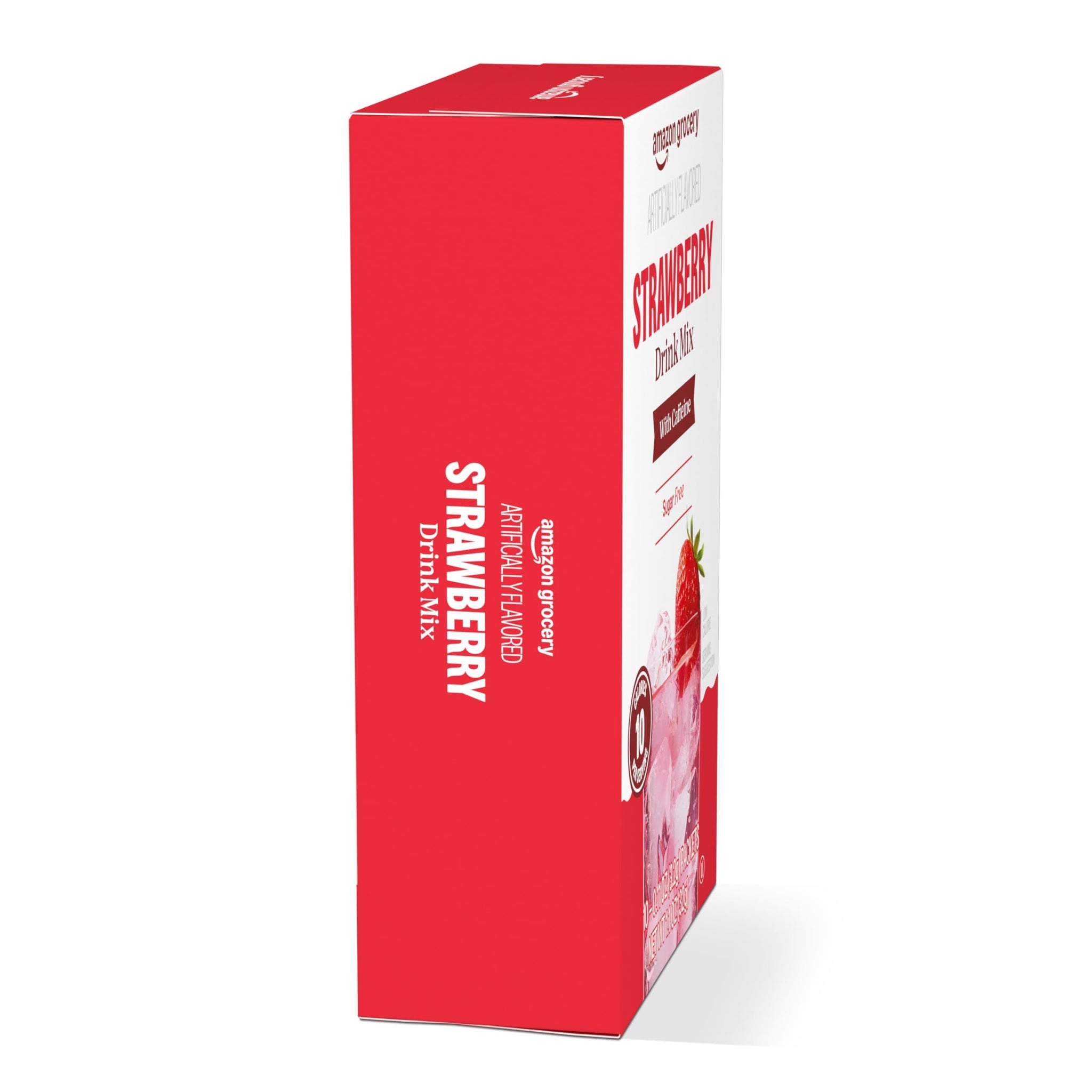 Amazon Grocery, Strawberry Drink Mix with Caffeine, 10 packets, 1.1 Oz