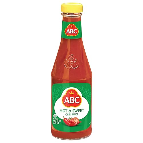 ABC Hot & Sweet Chili Sauce, 11.3 Oz, Spicy Sriracha Style Sambal, No MSG, Umami Flavor, Indonesian BBQ Dip Made with Chili & Garlic