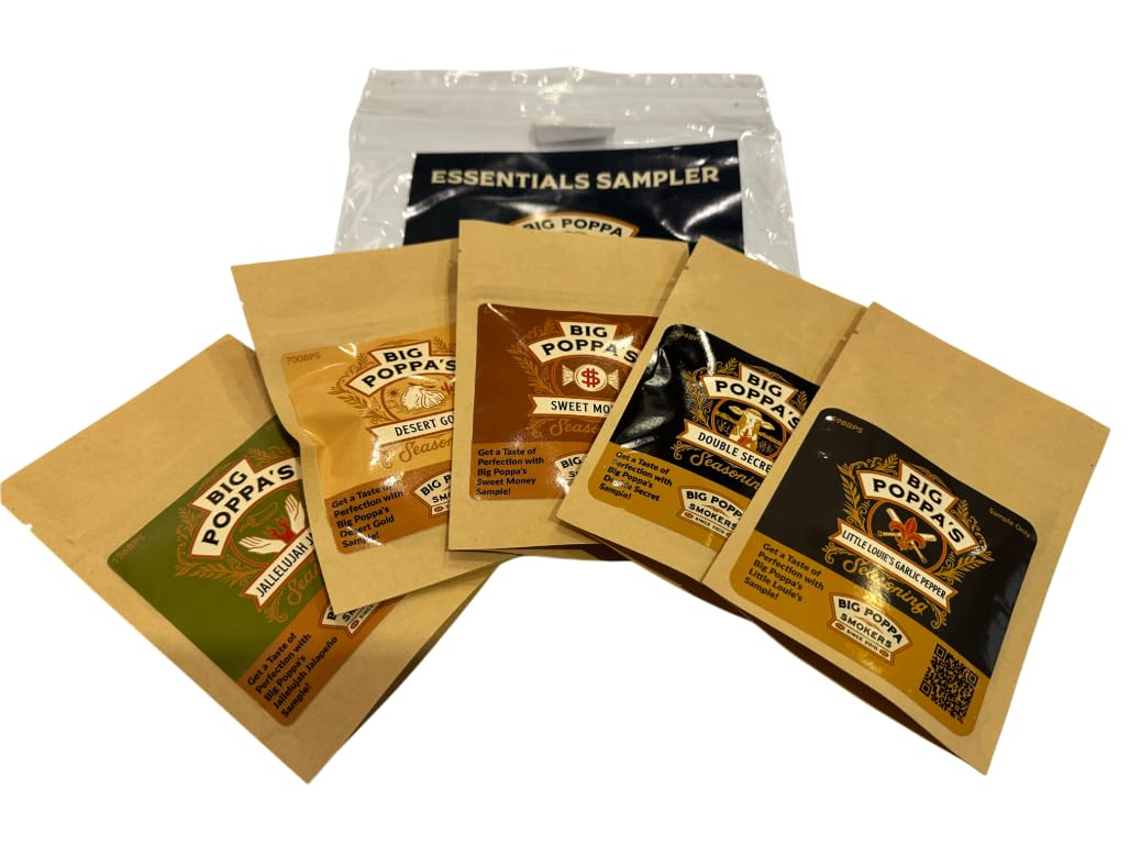 Big Poppa’s Essentials BBQ Sampler Set - 5 Fan-Favorite Seasonings Rubs for Steak, Chicken, Pork & Veggies - Balanced, Bold Flavor to Try Before You