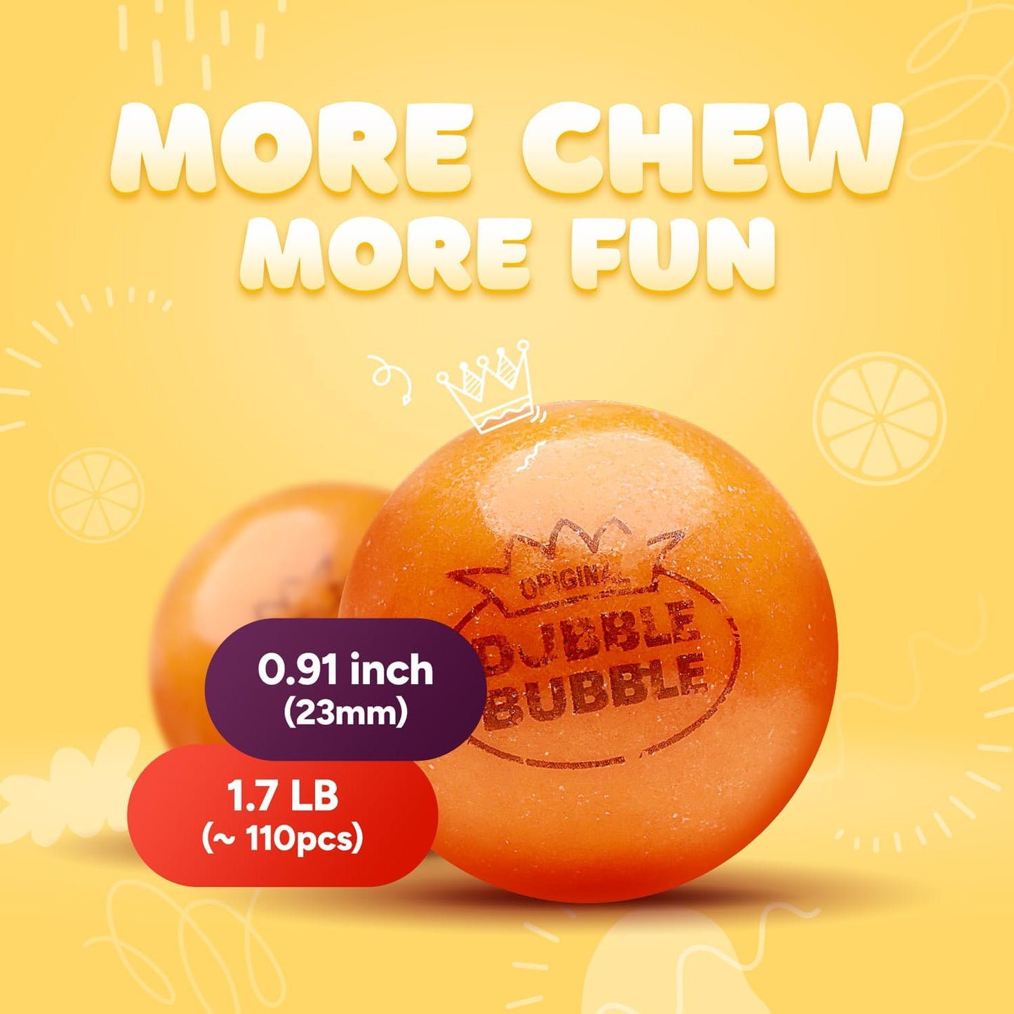 Global Gumball Gumballs for Vending Machine - 0.91 Inch (23mm) Large Dubble Bubble Original Gum Balls for Vending Machine Refill - Kids Chewing Gum