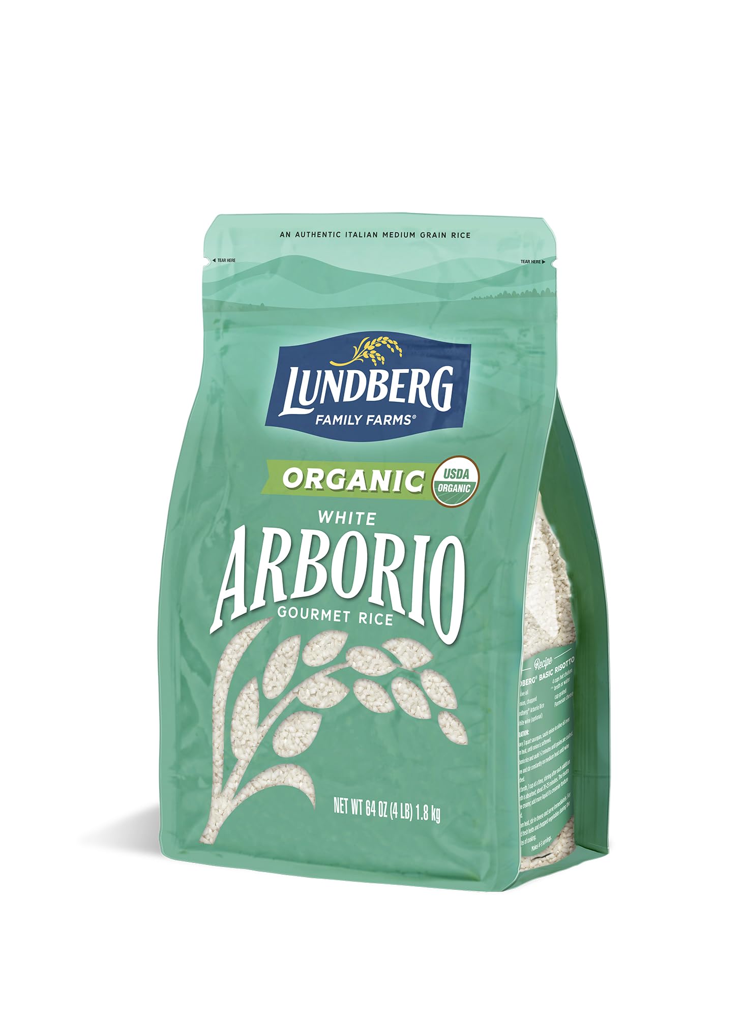 Lundberg Organic Arborio Rice, Rich Flavor, Creamy Texture, Perfect for Risotto, Rice Pudding & Soups, Pantry Staple, Sustainably Farmed, Gluten-Free, Non-GMO, Vegan, 4 lbs.