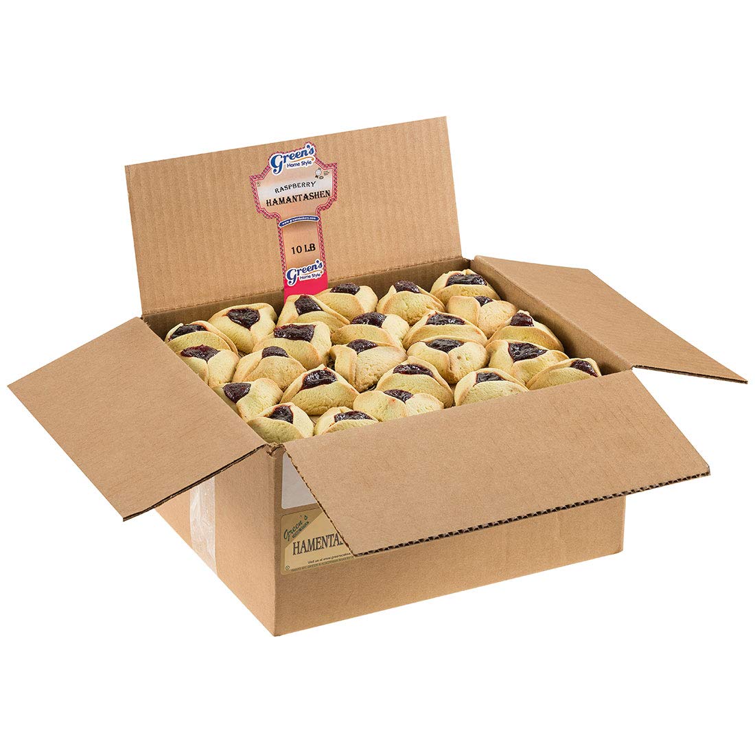 Green's Bakery Bulk Raspberry Hamantashen Cookie, Buttery, Fresh and Delicious, 10 lbs. OK Certified Kosher and Pareve, Dairy Free and Nut Free