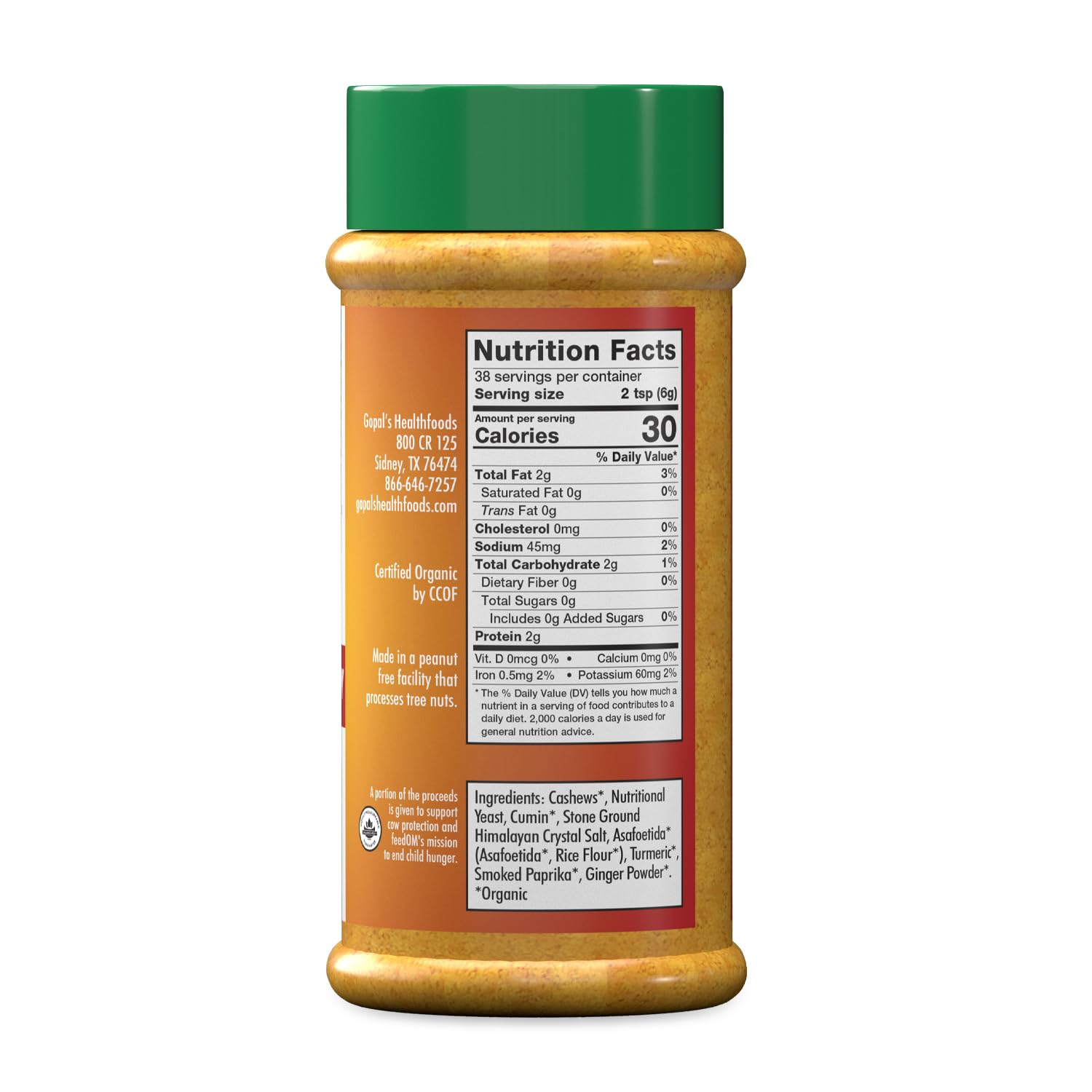 Vegan Nutritional Yeast Seasoning, Gopal’s Smoky Cashew Rawmesan (Parmesan Cheese Alternative) - 8 Ounces | Keto, Whole 30, and Paleo Friendly