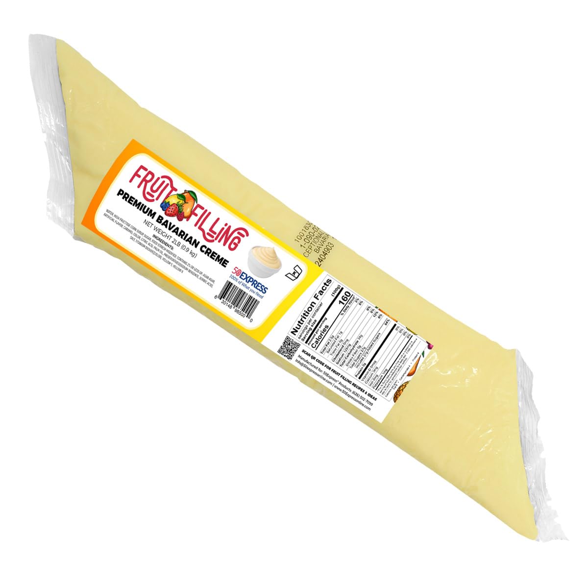 50Express® Single Fruit Filling Sleeve (2lb Sleeve) (Premium Bavarian Creme)