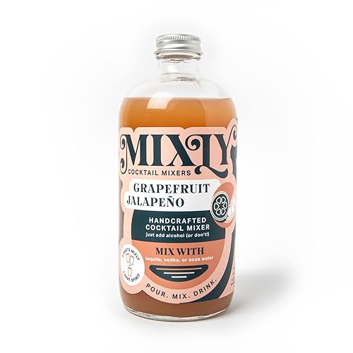 Mixly Grapefruit Jalapeño Mixer, Spicy Margarita Mix, Paloma, Made with Fresh Squeezed Juice, Ready to Drink, Use with Vodka, Tequila, Soda Water, 16