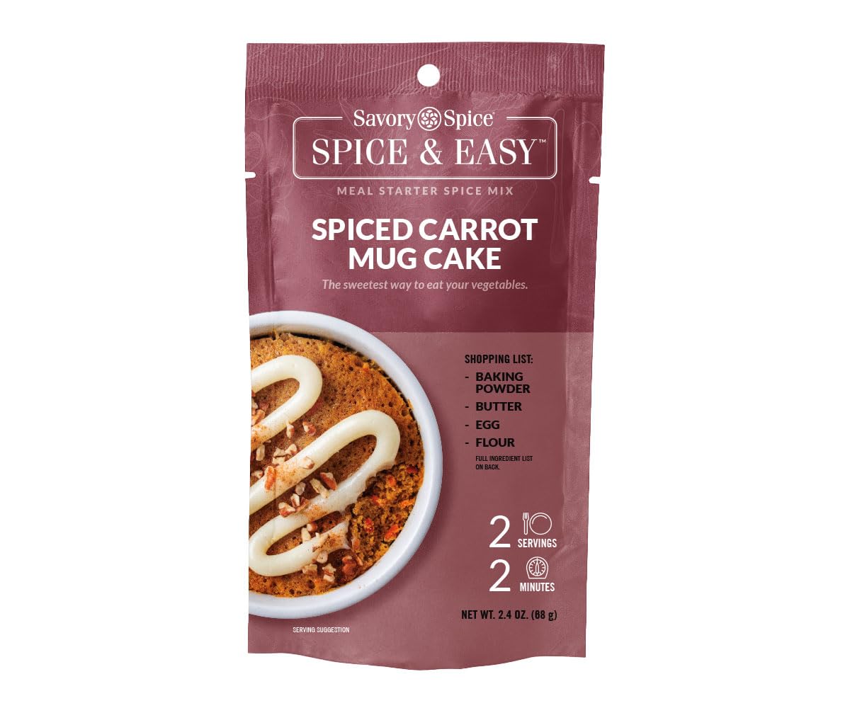 Savory Spice Spiced Carrot Mug Cake Spice & Easy (2.4 oz) - Microwavable Carrot Cake Mix & Starter for Mug Cakes & Mini Cupcakes