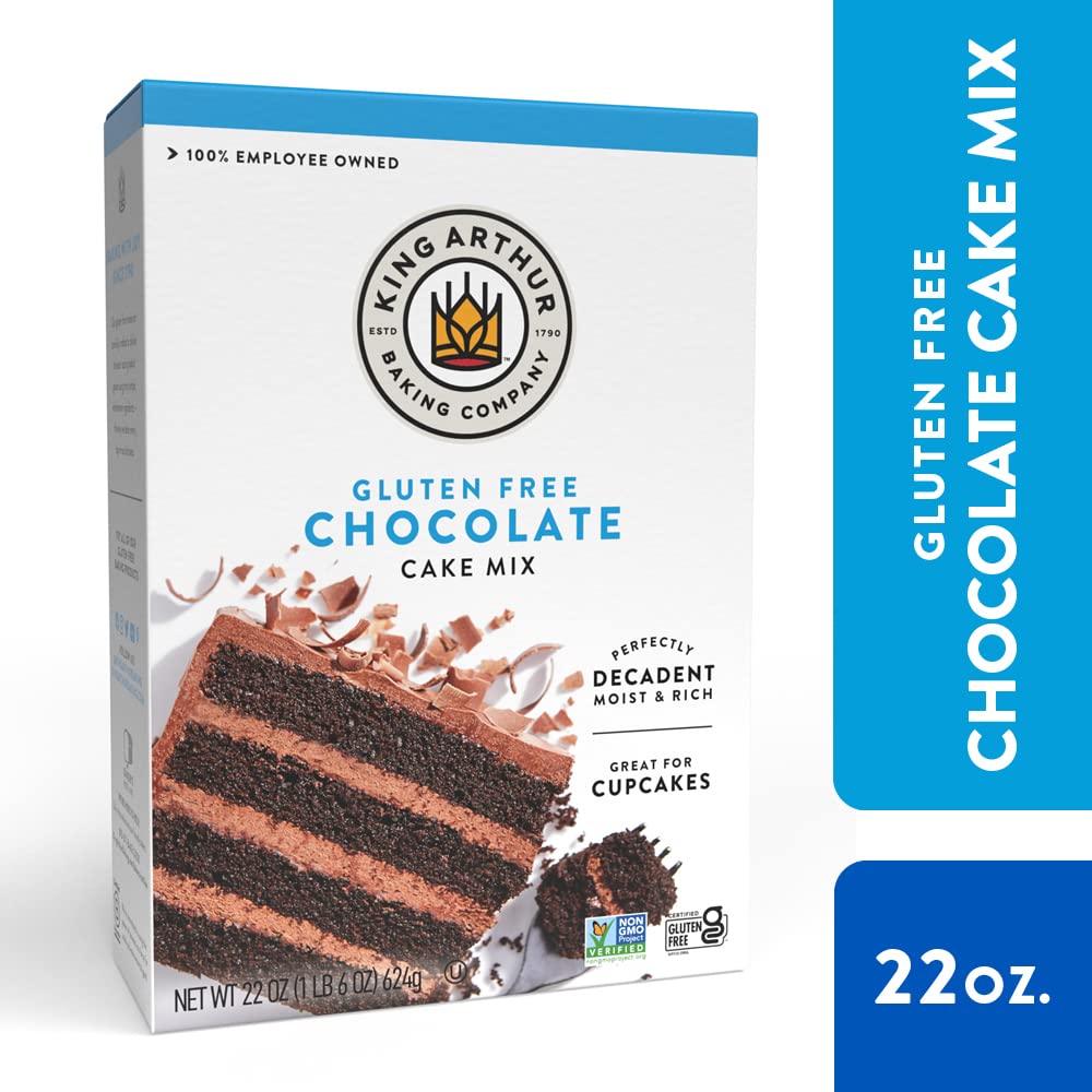 King Arthur Gluten Free Chocolate Cake Mix: Rich, Moist, and Delicious Dessert for Birthdays and Special Occasions - Non-GMO, Kosher, Non-Dairy Baking Mix (22 oz)