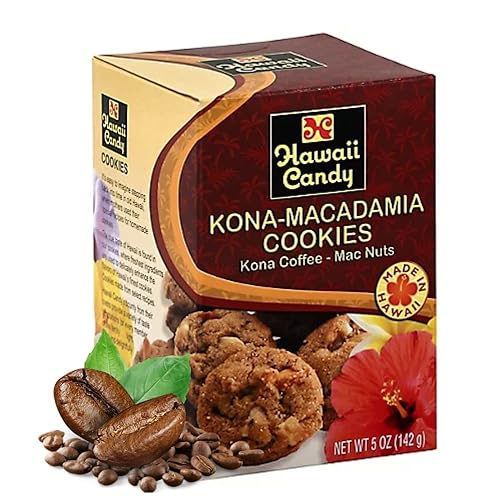 Hawaii Candy Kona Coffee Macadamia Nut Cookies | Authentic Made in Hawaii | Healthy Snacks | Safe for School 5 oz (1 Pack)