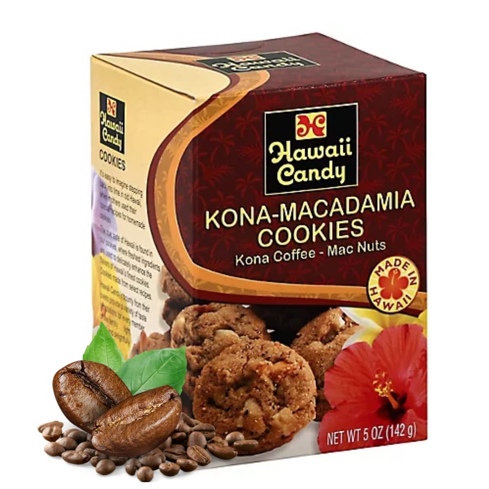 Hawaii Candy Kona Coffee Macadamia Nut Cookies | Authentic Made in Hawaii | Healthy Snacks | Safe for School 5 oz (1 Pack)