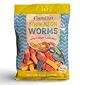 Sour Neon Gummy Worms by Coastal Bay Confections - 6 Oz - Approx 40 Pieces