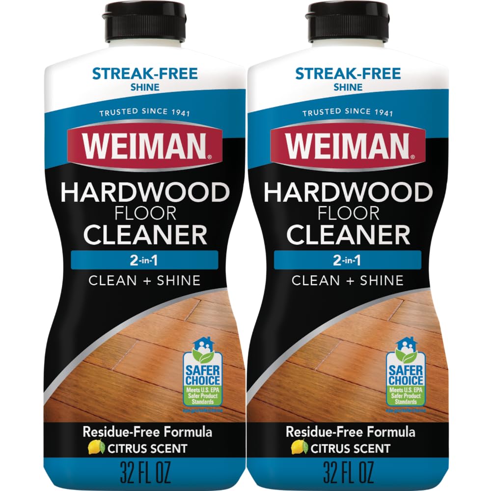 Weiman Hardwood Floor Cleaner for Finished Hardwood, Engineered Flooring, Vinyl & Laminate Surfaces - Streak-Free Shine, No Residue - 32 oz (2 PACK)