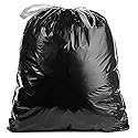 Ultrasac 45-55 Gallon 1.25 MIL Black Garbage Bags With Drawstrings Fits Rubbermaid Brute Trash Cans - 40" x 45" - Pack of 100 - For Commercial