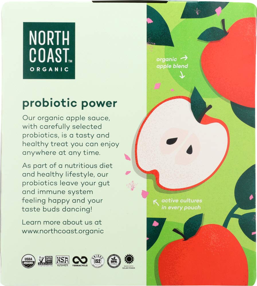 North Coast Organic Apple Sauce + Probiotics - Case of 6 - 4/3.2 OZ