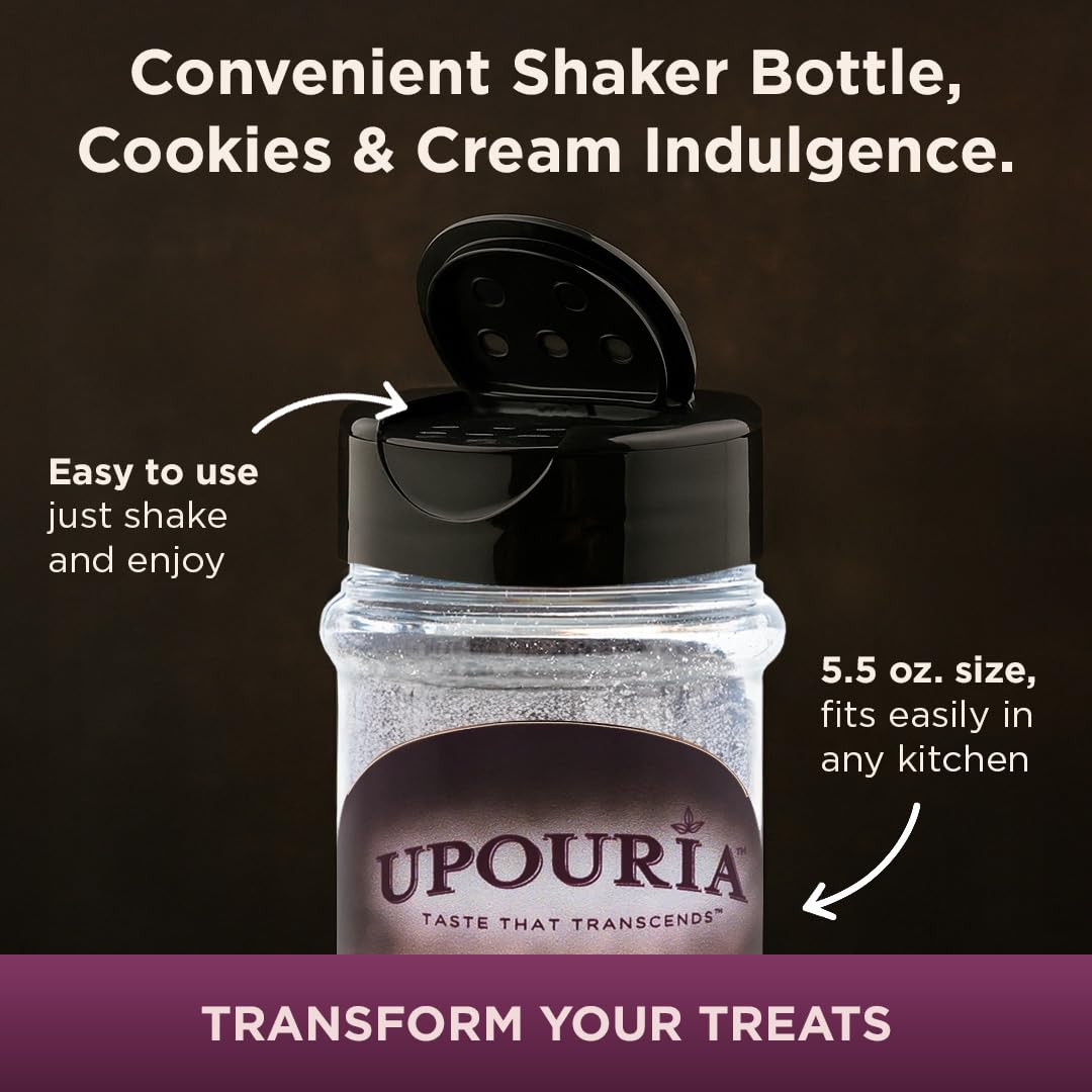 Upouria Cookies and Cream Topping for Coffee, Lattes, Hot Chocolate, Desserts, Gourmet Coookie Taste, Vegan, Gluten-Free, Indulgent Beverage & Dessert