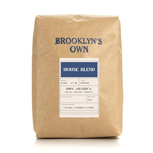 Brooklyn's Own Dark Roast House Blend Ground Coffee - 100% Arabica From Brazil, Sumatra and Ethiopia (2 LB)