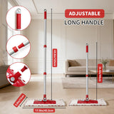 Microfiber Flat Mop for Floor Cleaning, 360° Rotating Hardwood Mop with 2 Reusable Washable Pads, Wet Dry Dust Mop with Coated Iron Handle, Lazy