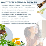 Memory & Focus Tea Blend: Gotu Kola, Eleuthero Root, Ginkgo, Ho Shou Wu, Peppermint, Damiana, Calendula, Lemongrass, Licorice Loose Leaf 3oz