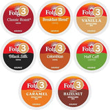 K-cups Coffee Pods Variety Sampler Includes Classic Roast, Black Silk, Breakfast Blend, Colombian, Hazelnut, Caramel and French Vanilla for Keurig