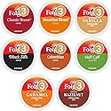 K-cups Coffee Pods Variety Sampler Includes Classic Roast, Black Silk, Breakfast Blend, Colombian, Hazelnut, Caramel and French Vanilla for Keurig