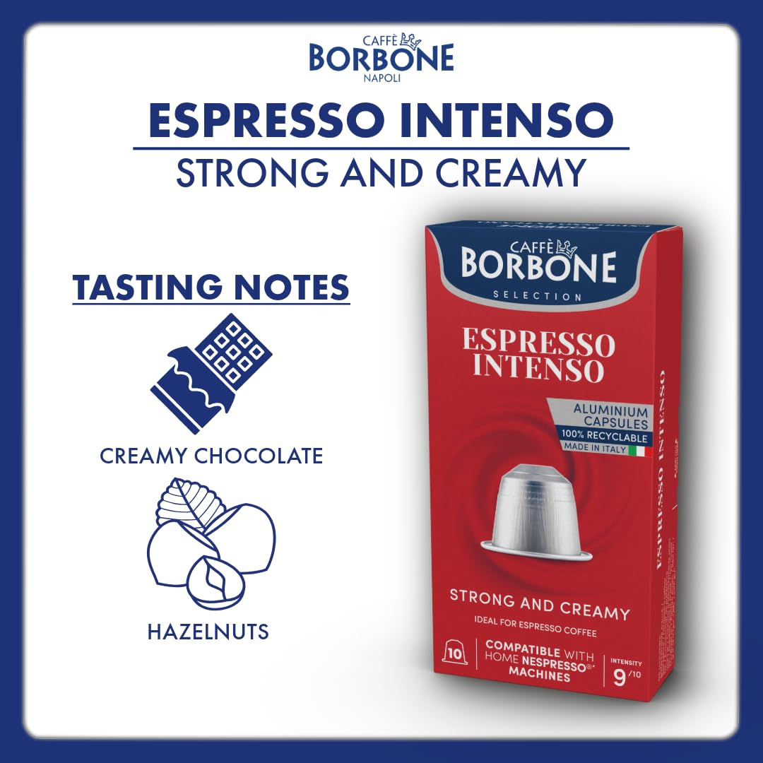 Caffè Borbone Espresso Intenso Aluminum Capsules Compatible with Nespresso Original Machines, Dark Roast, 50 Count