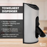 TowelNest Microfiber Cloth Dispenser | 15 Reusable Cloths (Black) | Eco-Friendly Paper Towel Alternative | Absorbent & Washable | Wall/Cabinet Mount