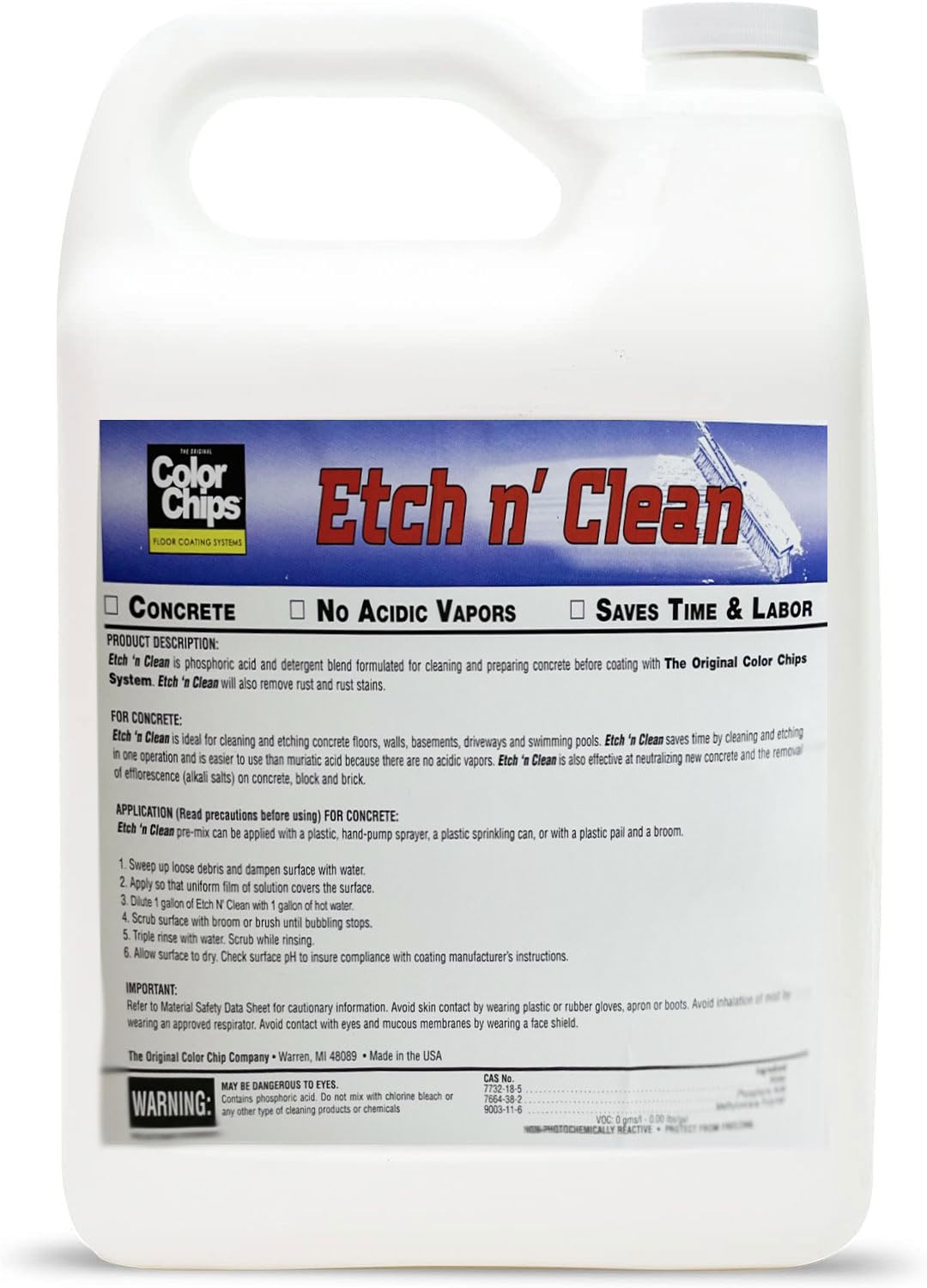 The Original Color Chips Etch n' Clean for Cleaning and Profiling Concrete Surfaces, 1 Gallon